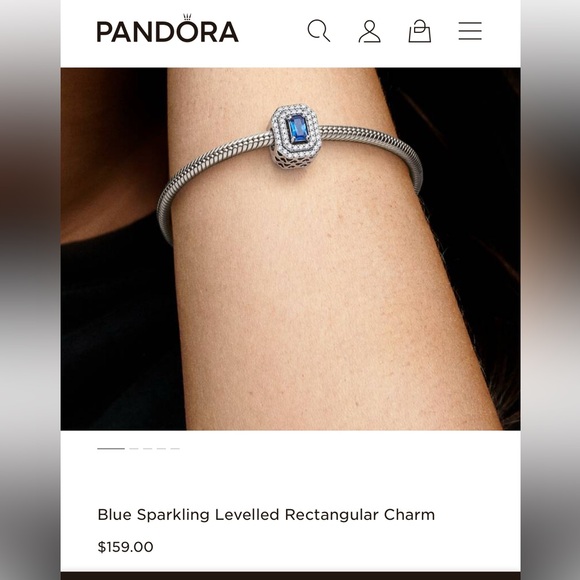 Pandora sparkling blue levelled rectangular charm - Picture 2 of 8